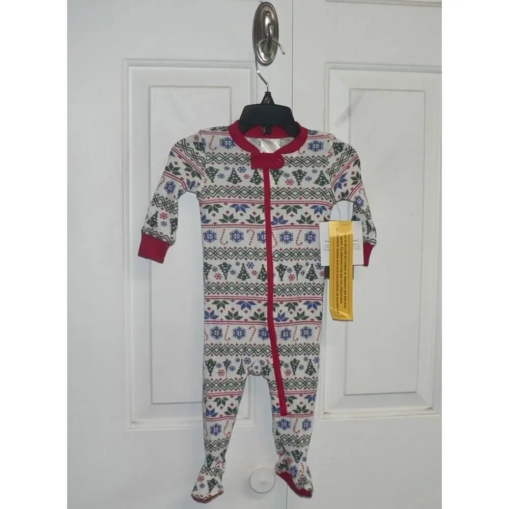 Nordstrom Baby Zipper Footie Pajamas in White Multi Fair Isle 3-6 Months ‎ $25